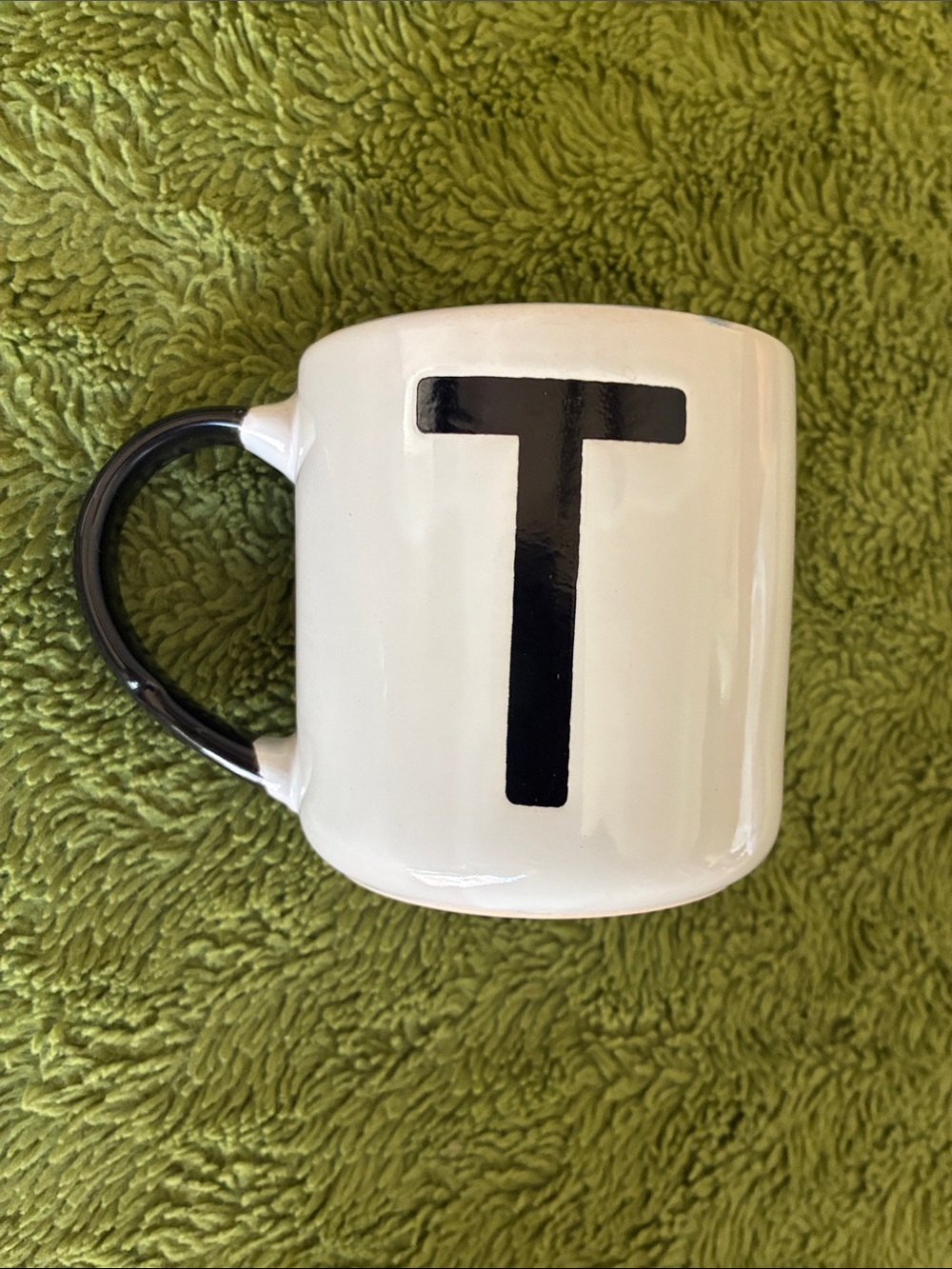Monogram 'T' Ceramic Coffee Mug - Black on White